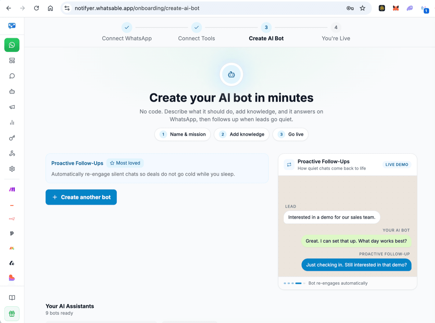 Create a proactive AI bot with typing indicators in Notifyer